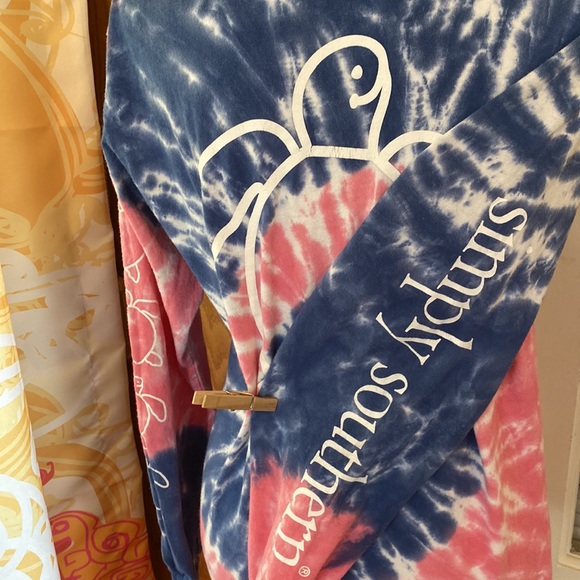 2 SIMPLY SOUTHERN TIE DYE LONG SLEEVE TEES SIZE MEDIUM BLUE PINK WHITE (LOT OF 2 - Picture 3 of 7